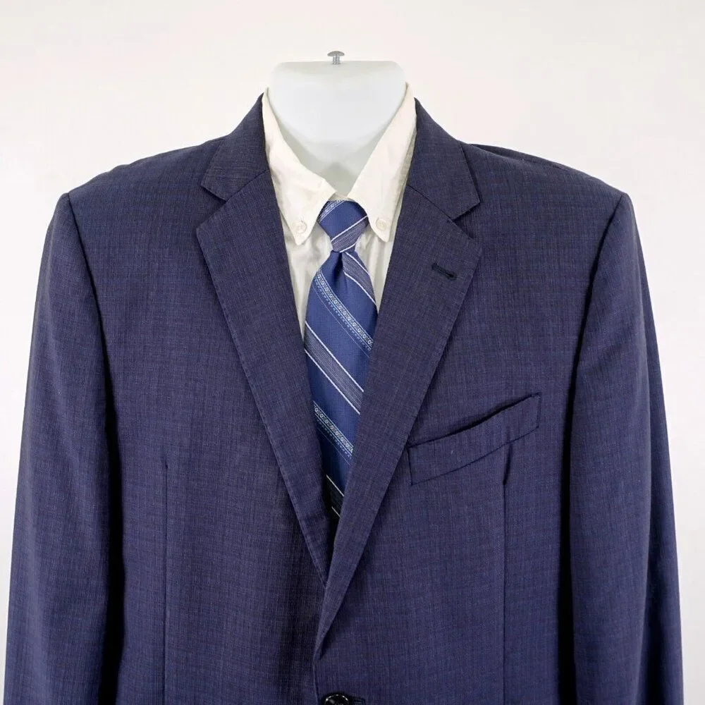 Joseph Abboud Reda‎ Super 110s Wool Blue Check 40R 2 Button Sport Coat Tag 42L